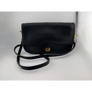Vintage 1990s Coach Compact Pouch Crossbody Bag Black Minimalist Timeless